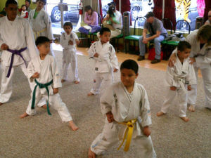 Group of children in martial arts class